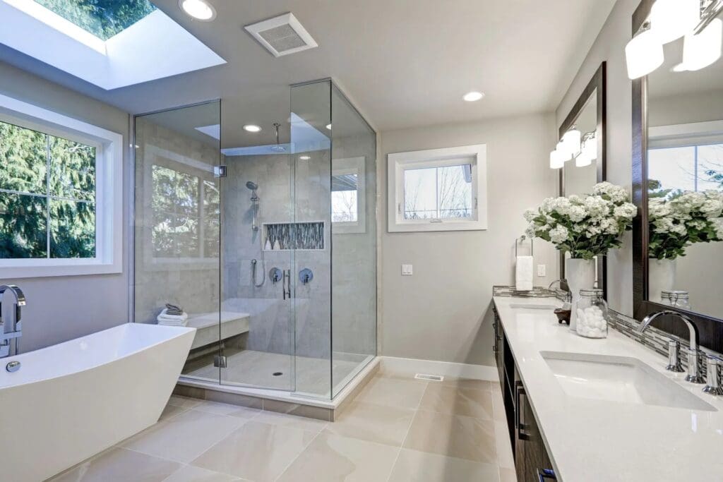 Custom glass shower enclosure by AmeriGlass Industries