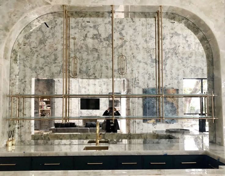 antique mirrors Behind Wet Bars